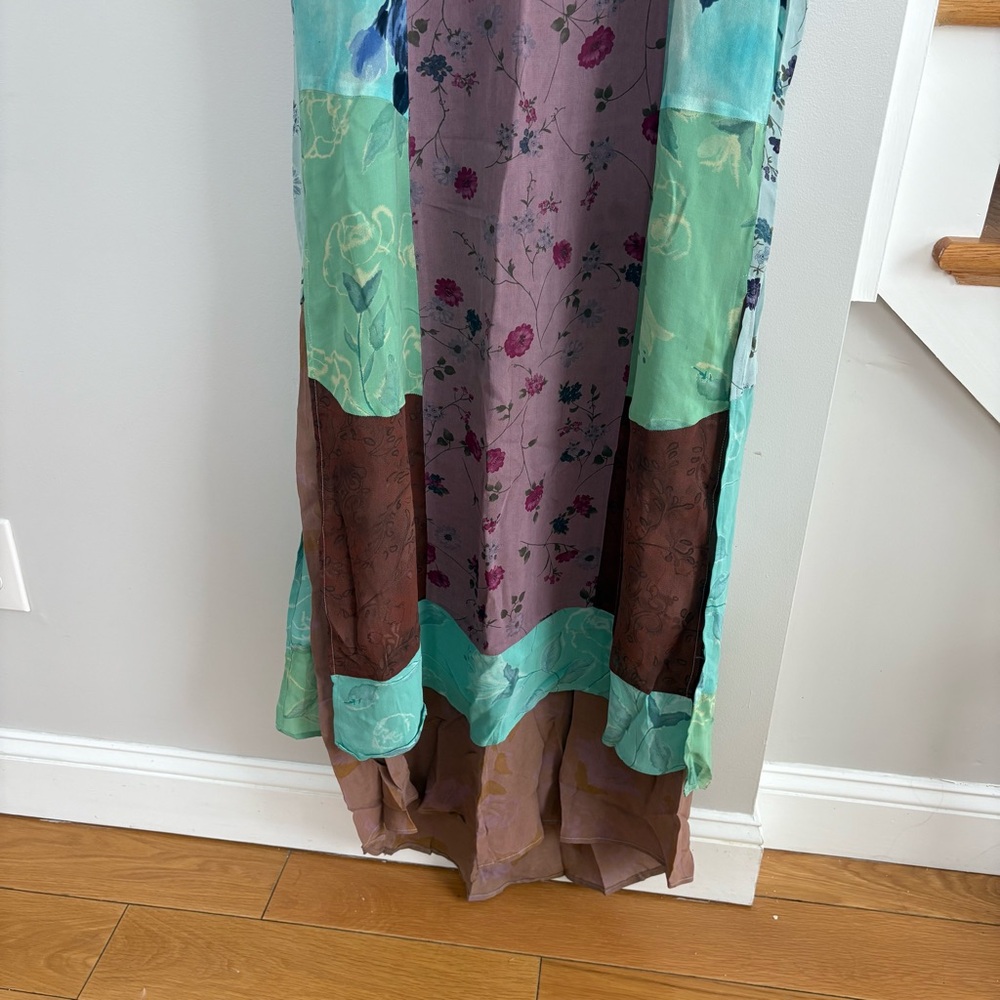Citron Santa Monica floral Maxi Dress Size Medium color block patchwork vintage - Picture 2 of 12